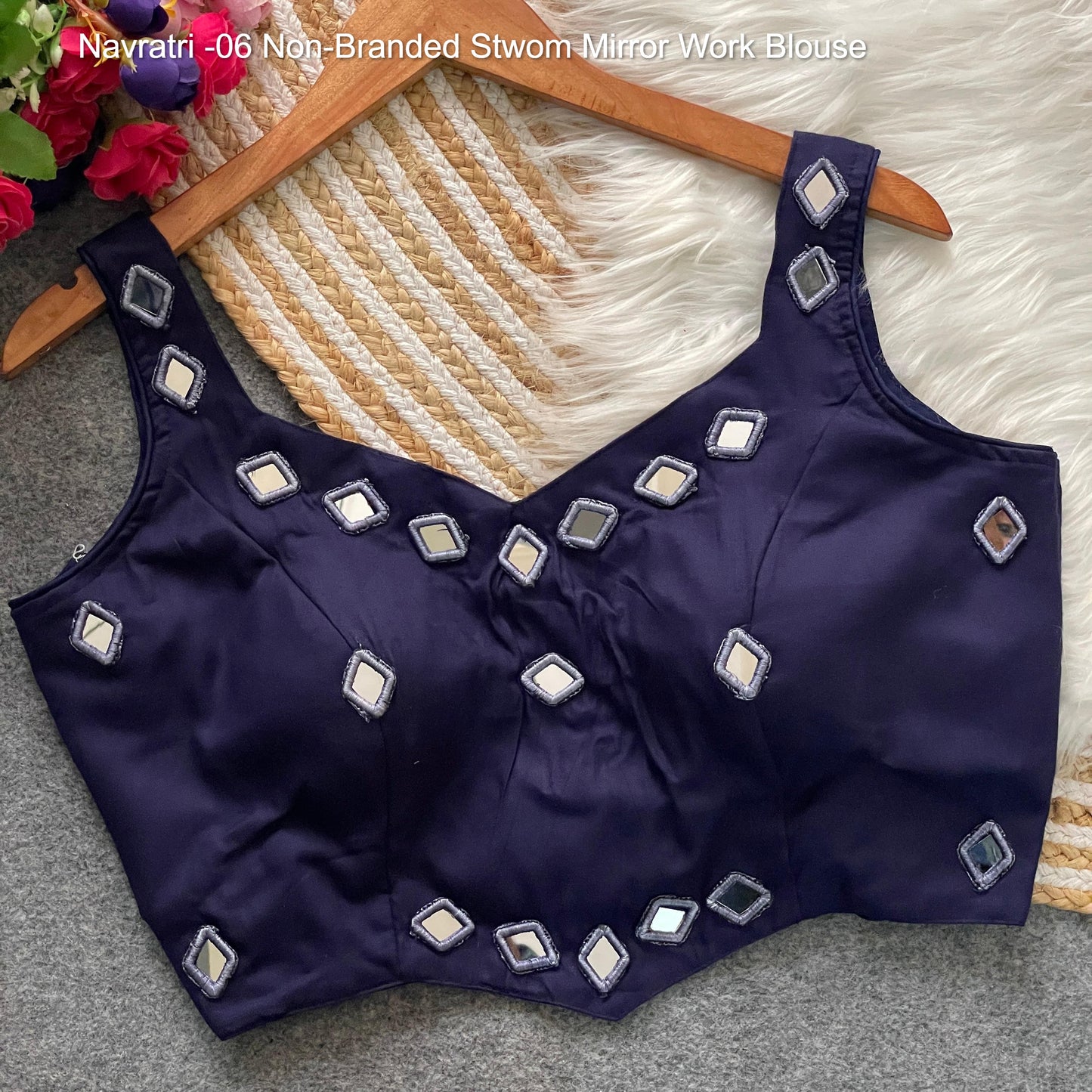 Navratri -06 Non-Branded Stwom Mirror Work Blouse