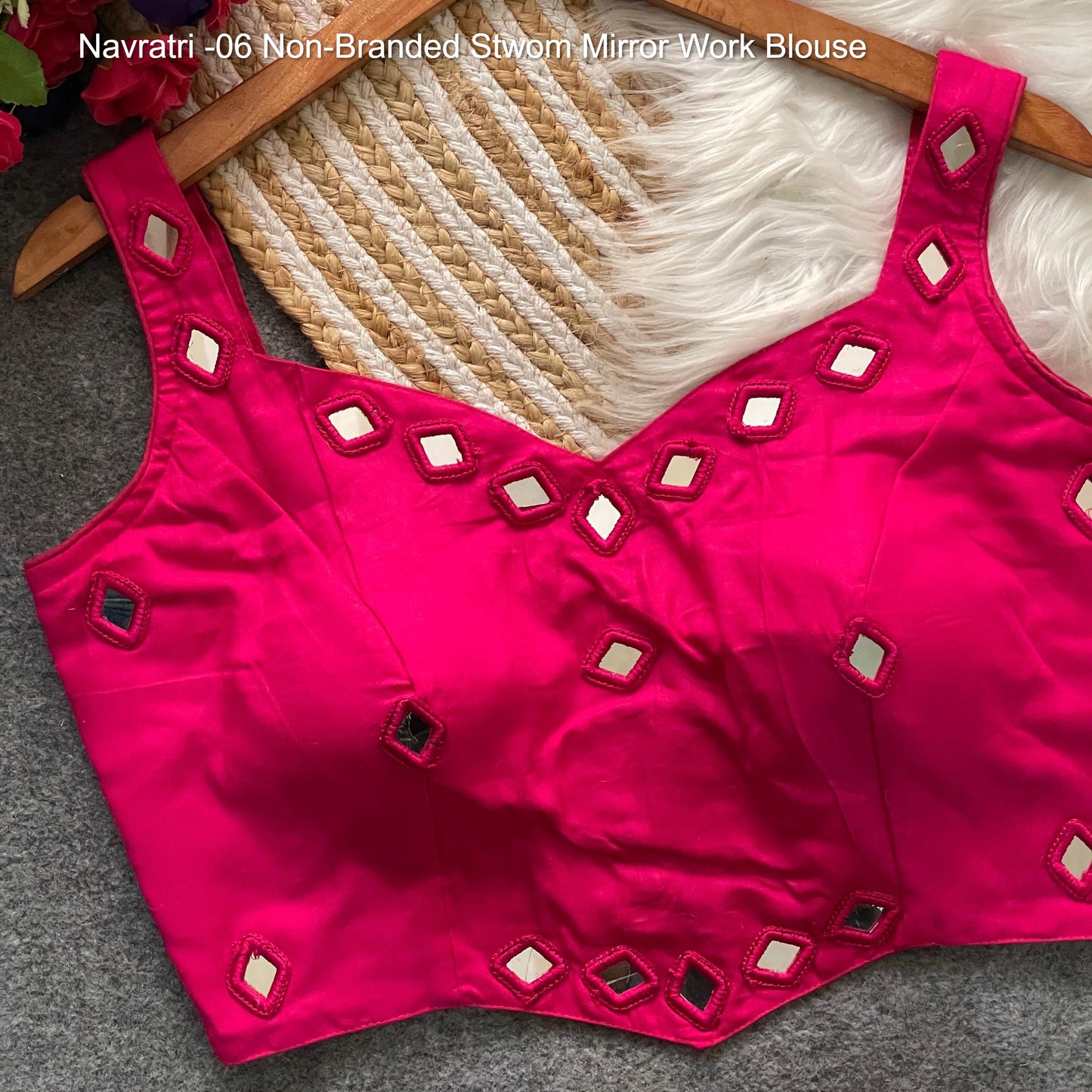 Navratri -06 Non-Branded Stwom Mirror Work Blouse