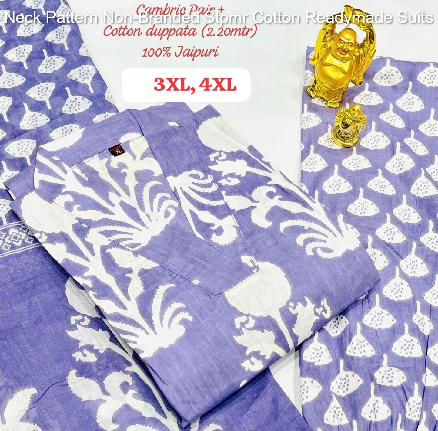 Neck Pattern Non-Branded Stpmr Cotton Readymade Suits