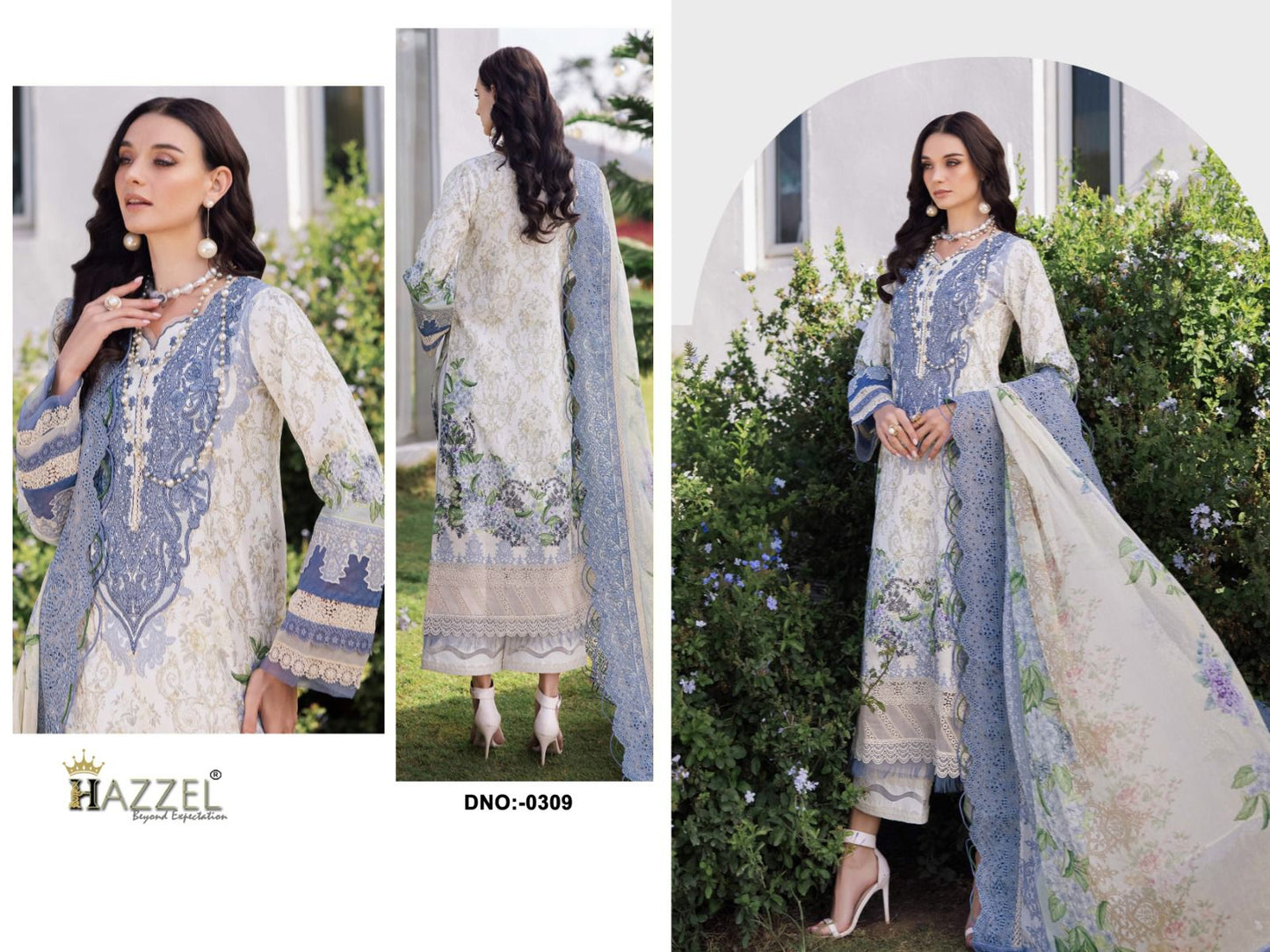Needle Wonder 0309 Hazzel Embroidery Pakistani Patch Suits