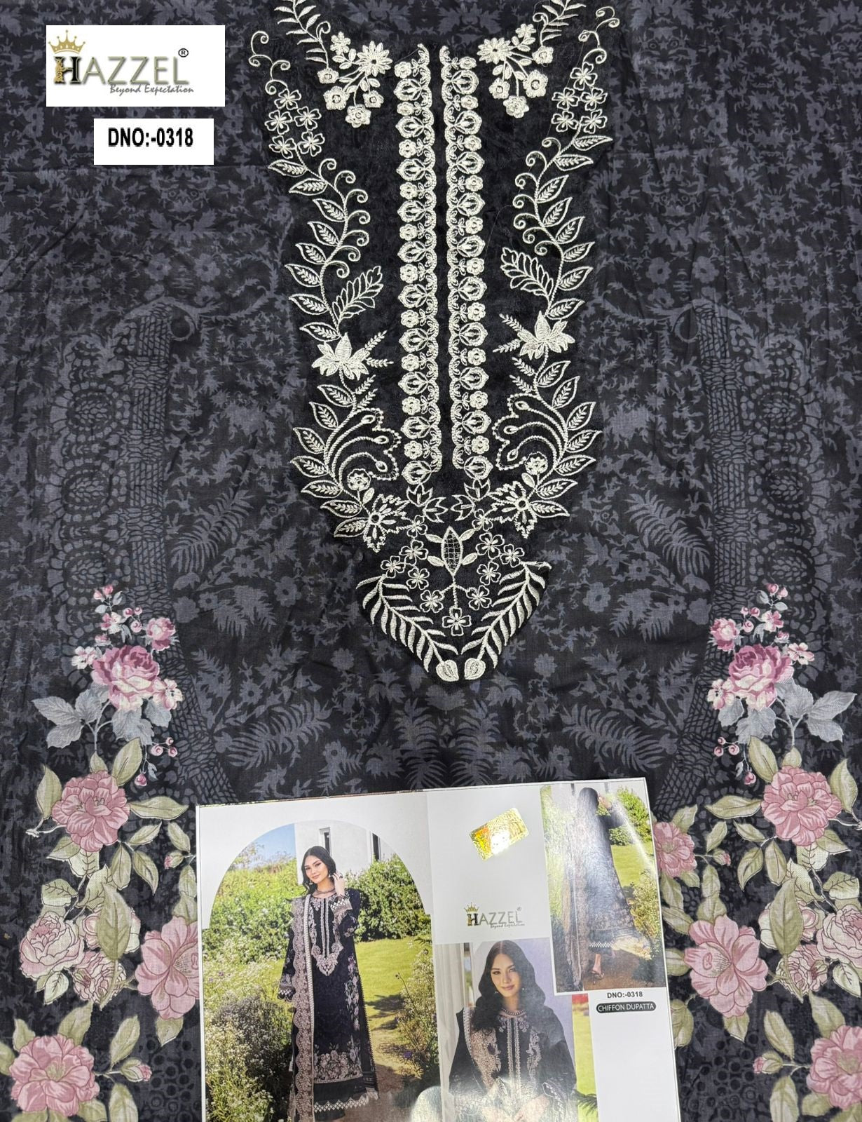 Needle Wonder 0318 Hazzel Printed Pakistani Patch Suits