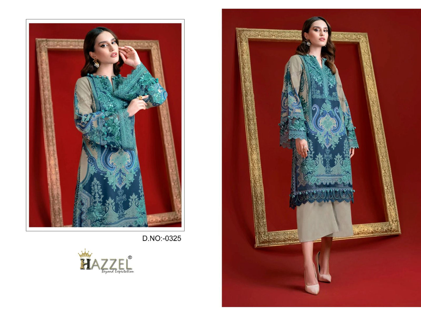 Needle Wonder 0325 Hazzel Printed Pakistani Patch Suits