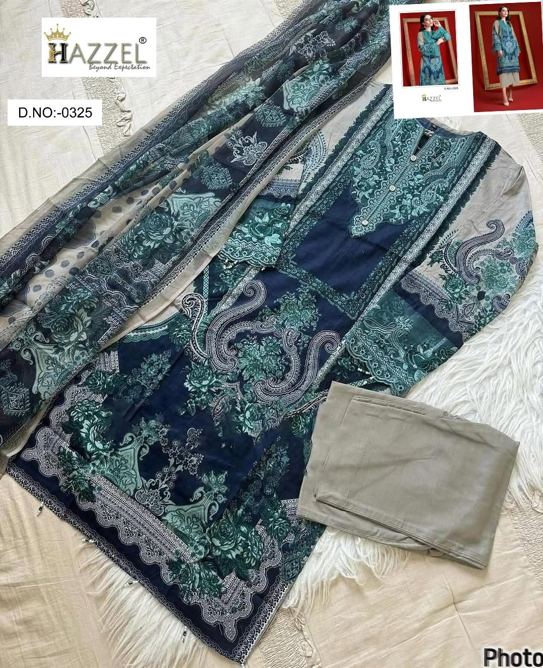 Needle Wonder 0325 Hazzel Printed Pakistani Patch Suits