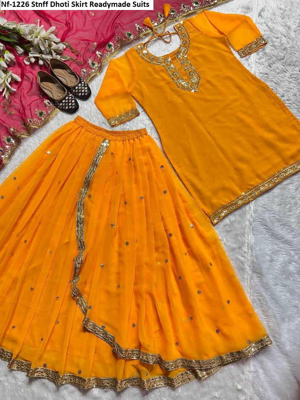 Nf-1226 Stnff Dhoti Skirt Readymade Suits