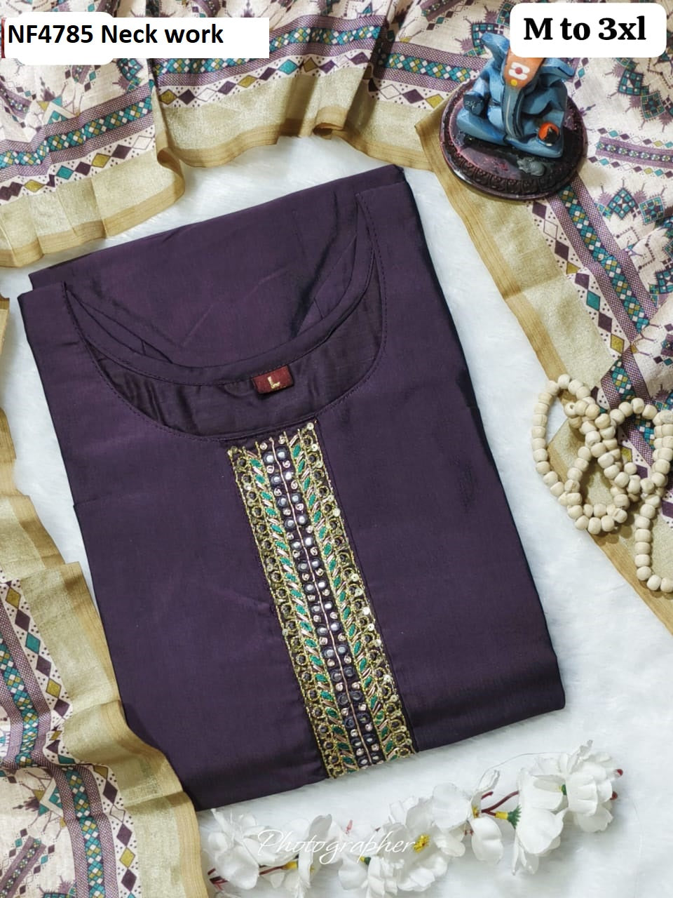 Nf4785 Neck Work Vmk. Kurti Dupatta Set