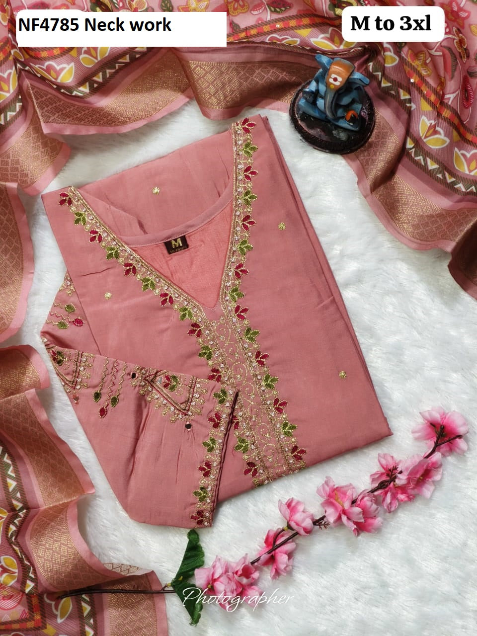 Nf4785 Neck Work Vmk. Kurti Dupatta Set