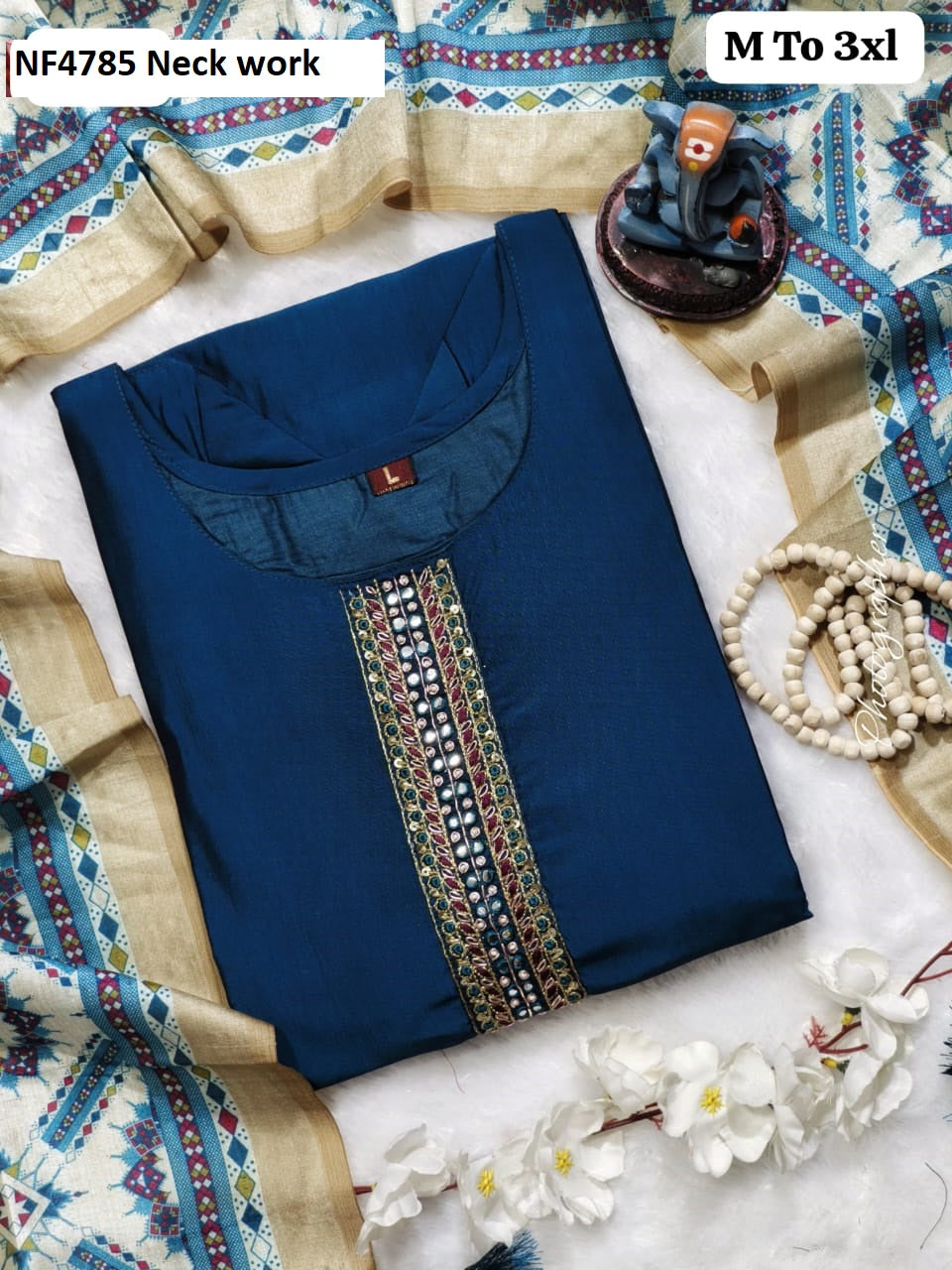 Nf4785 Neck Work Vmk. Kurti Dupatta Set
