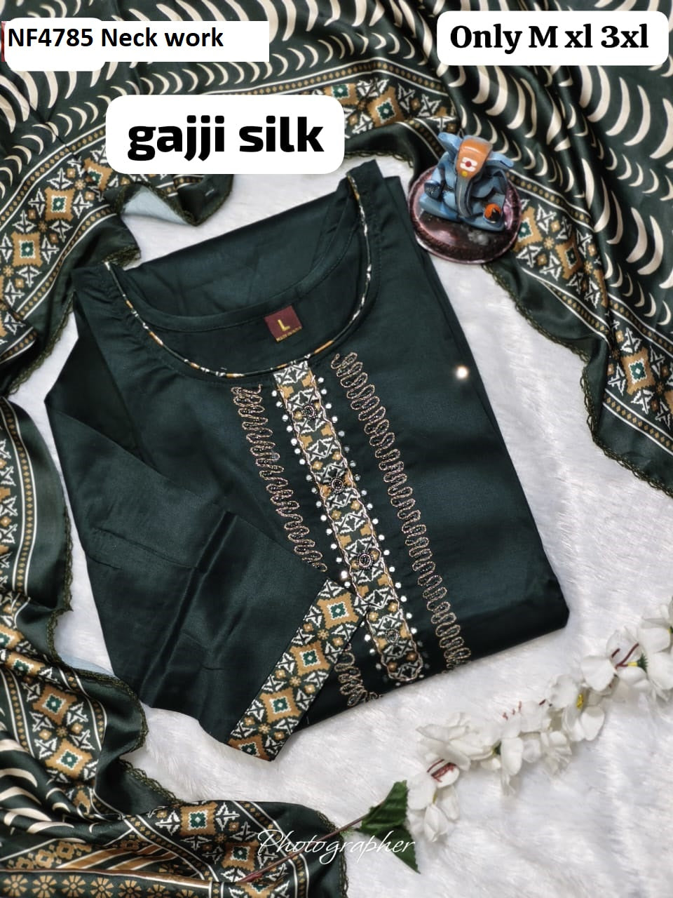 Nf4785 Neck Work Vmk. Kurti Dupatta Set