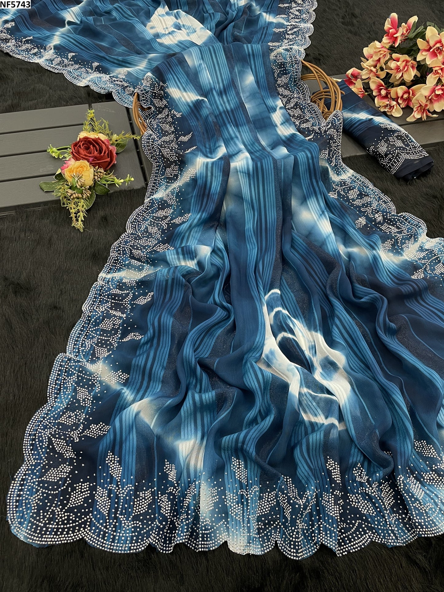 Nf5743 Vmk. Swarovski Diamond Sarees