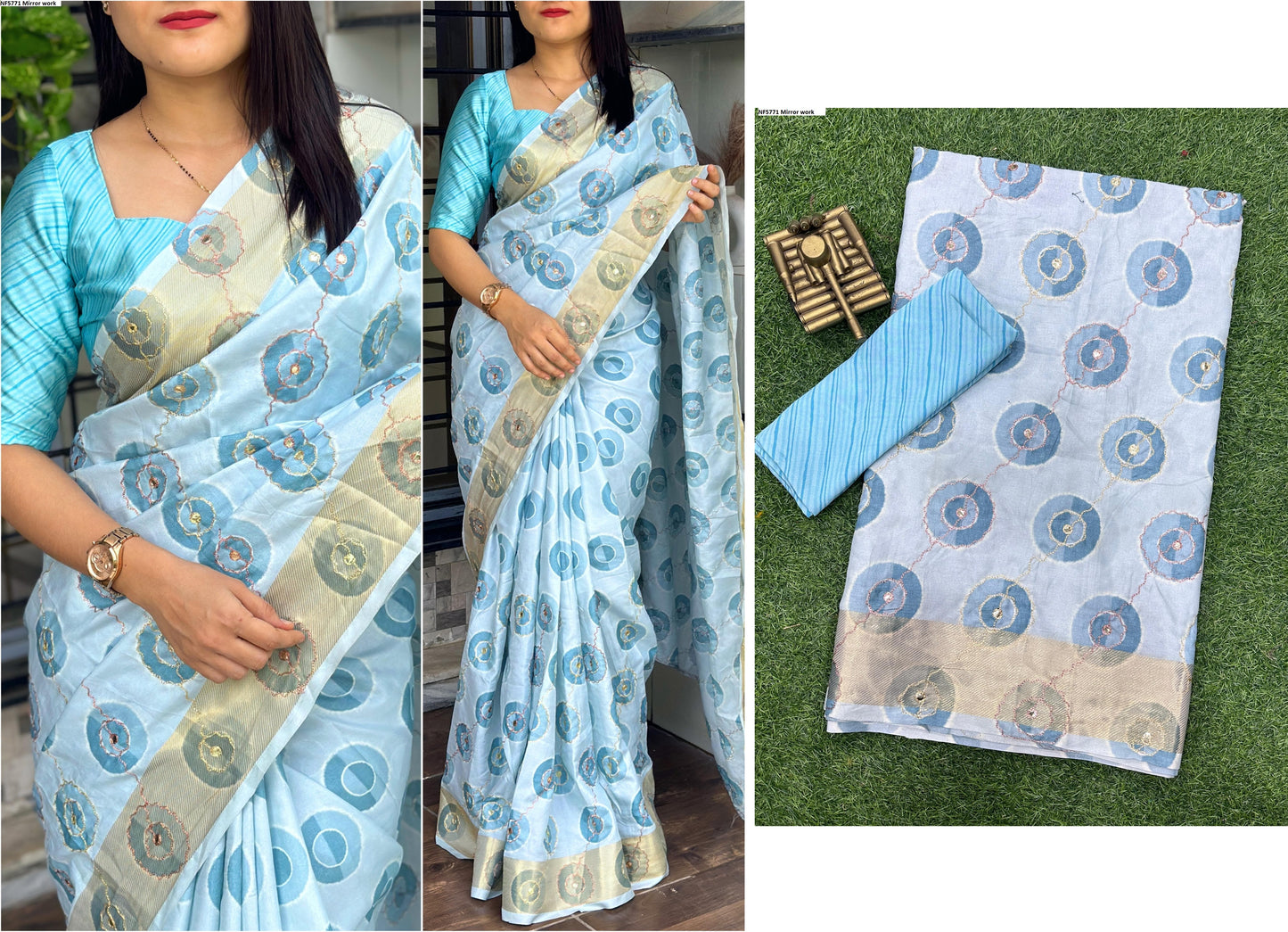 Nf5771 Mirror Work Vmk. Sarees