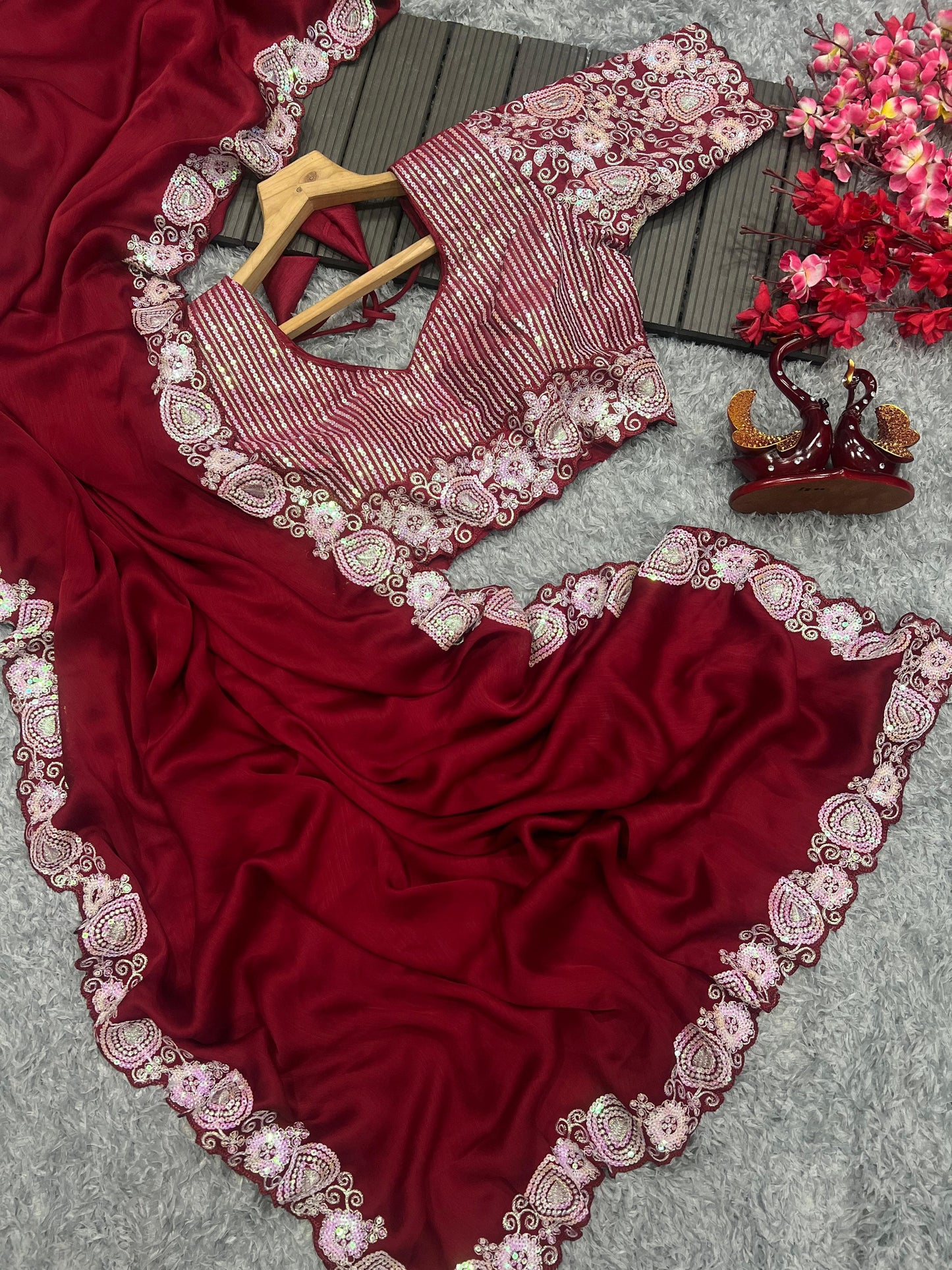 Nf5797 Vmk. Satin Chiffon Sarees