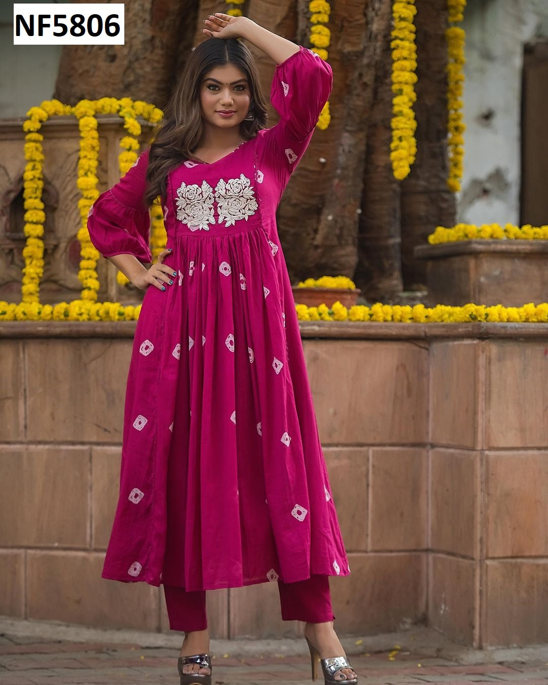 Nf5806 Vmk. Handwork Kurti Pant Set