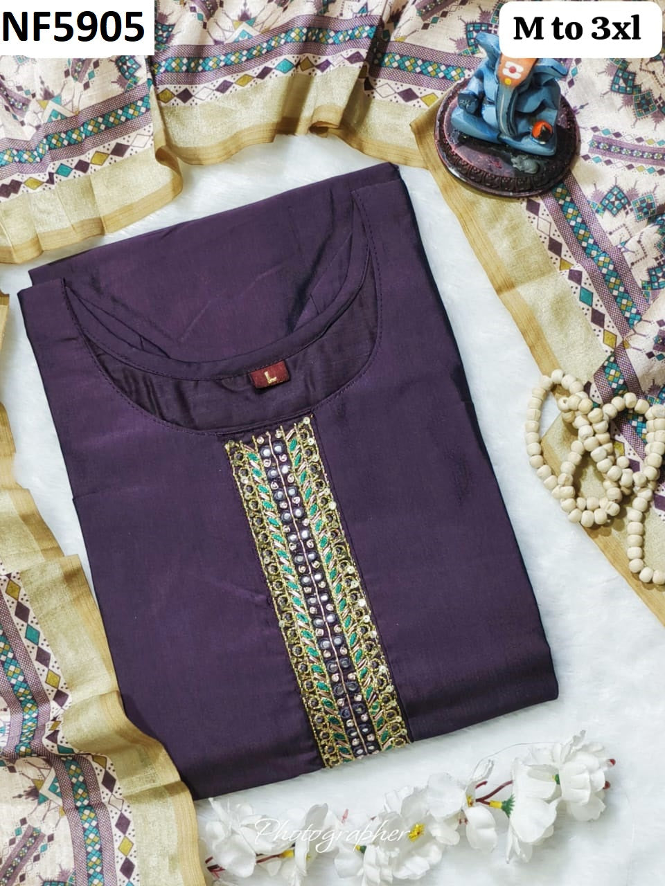 Nf5905 Vmk. Silk Cotton Kurti Dupatta Set