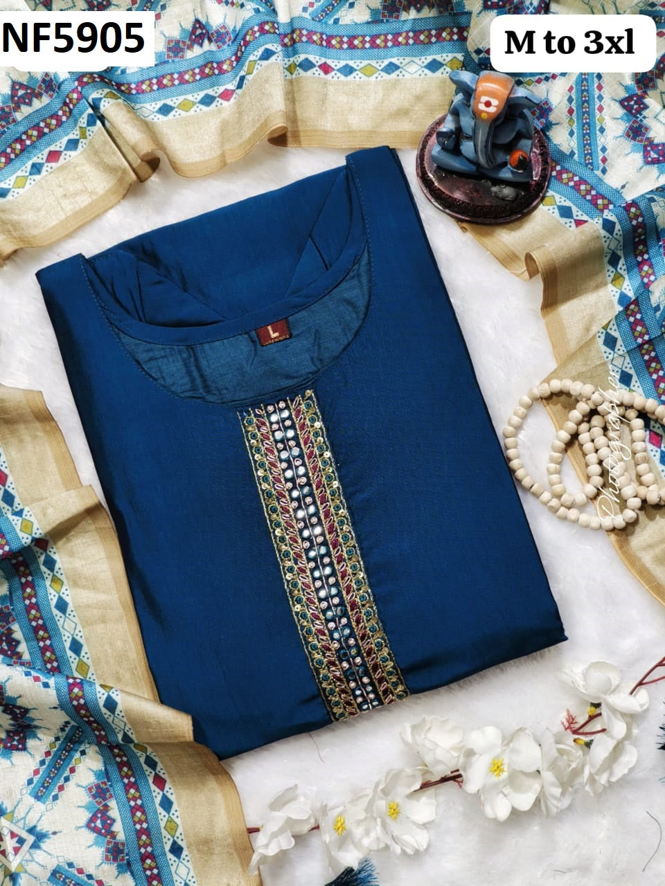 Nf5905 Vmk. Silk Cotton Kurti Dupatta Set