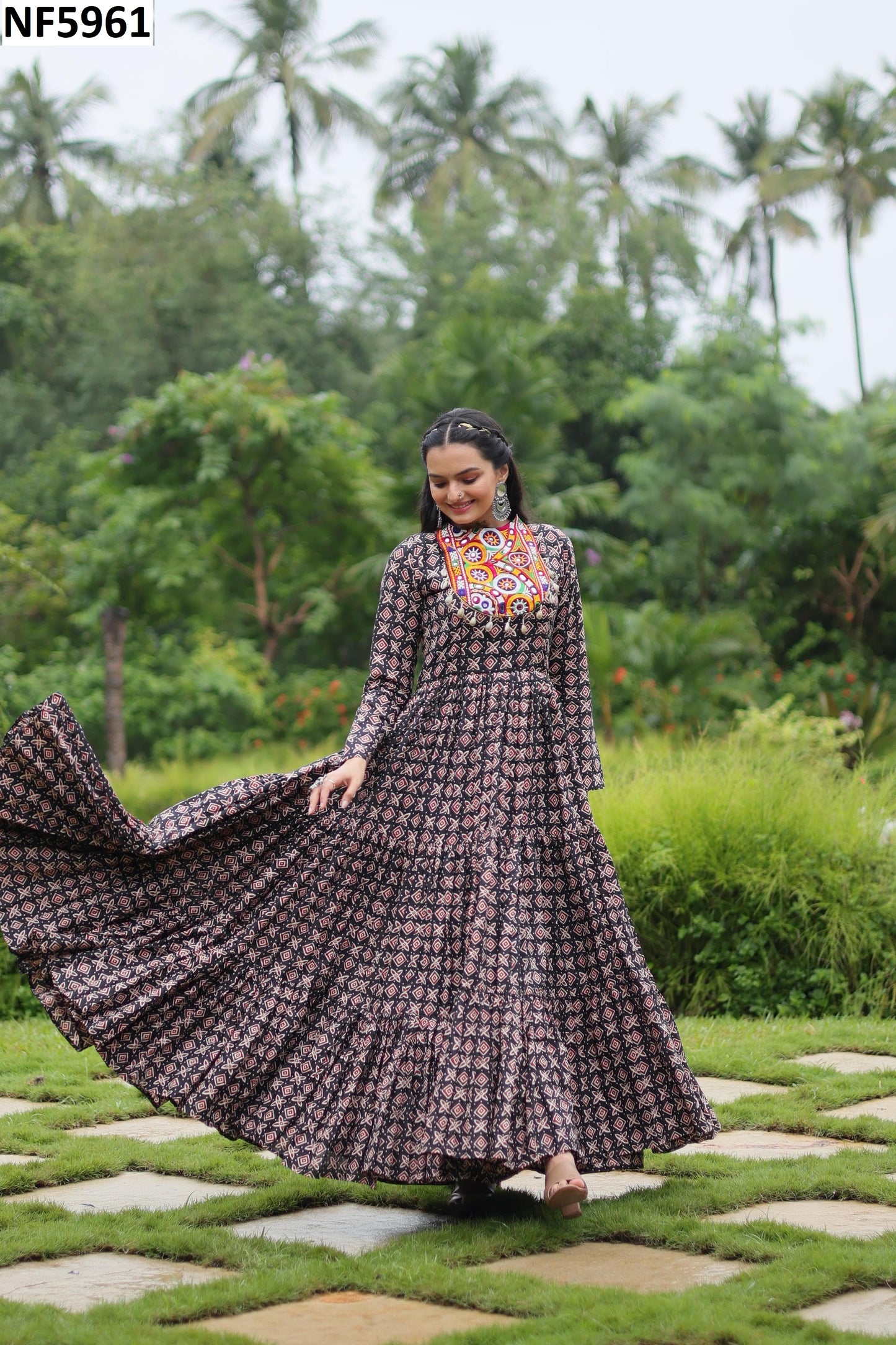 Nf5961 Vmk. Navratri Special One Piece Gown