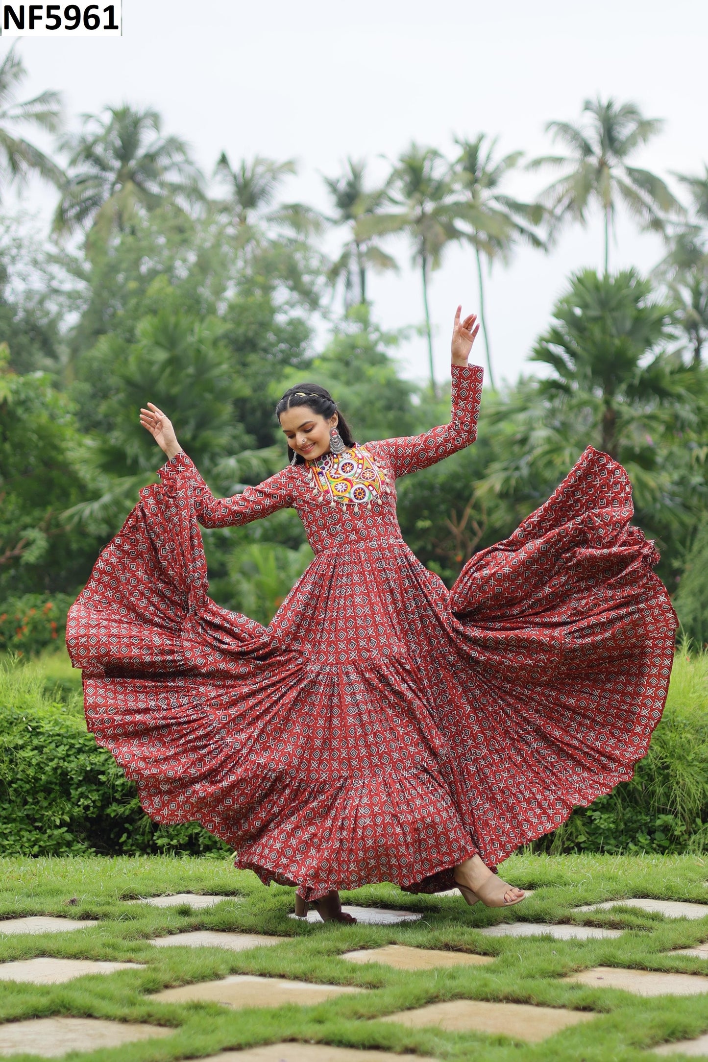 Nf5961 Vmk. Navratri Special One Piece Gown