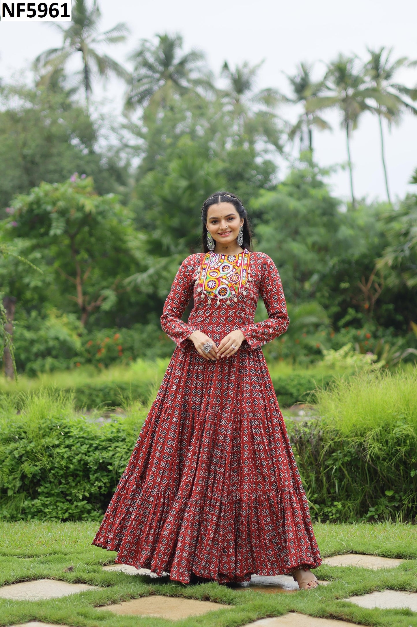 Nf5961 Vmk. Navratri Special One Piece Gown