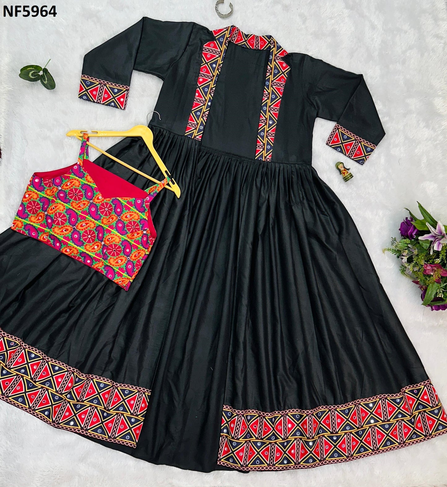 Nf5964 Vmk. Printed Navratri Shrug Blouse