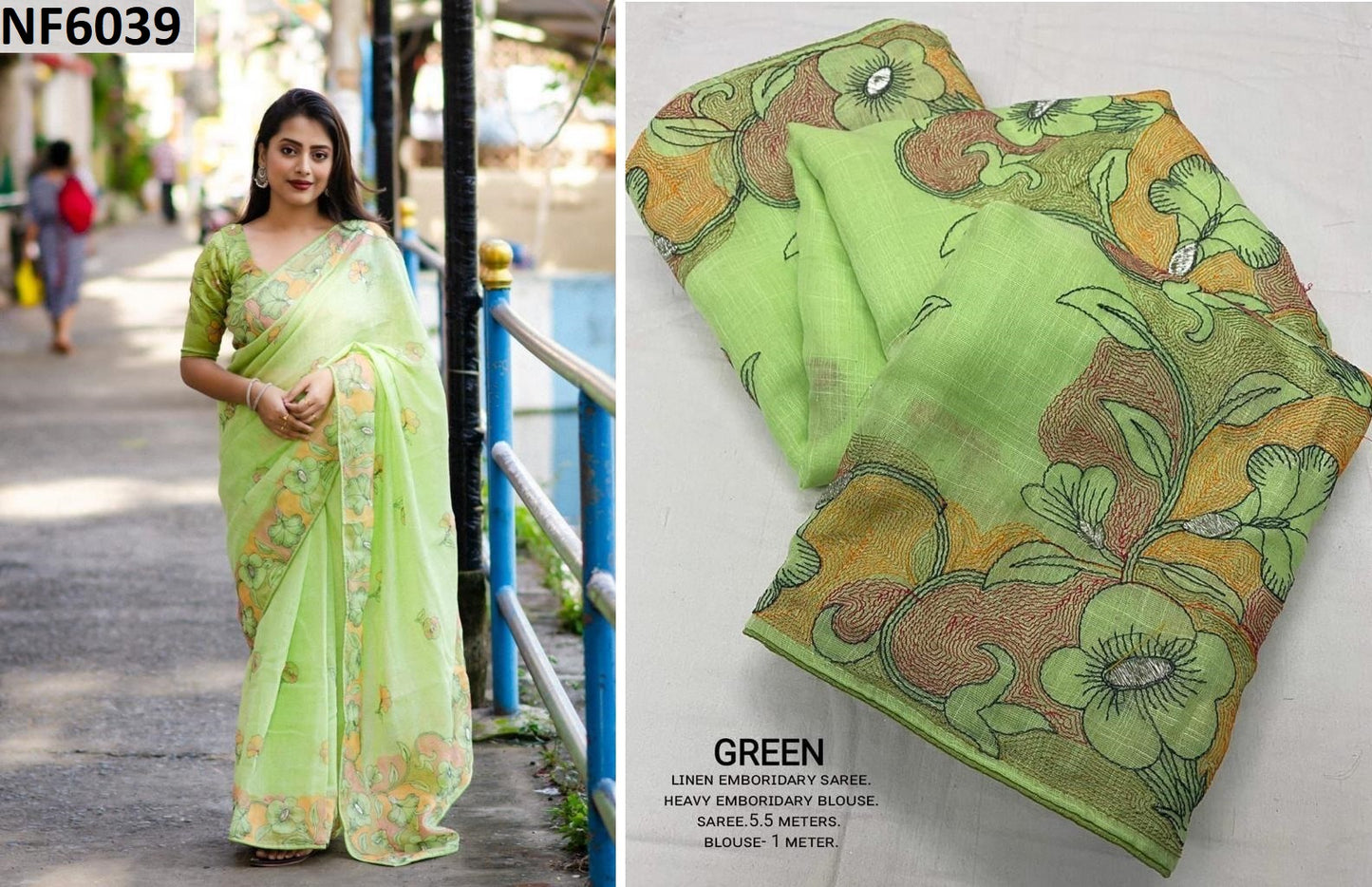 Nf6039 Vmk. Linen Sarees
