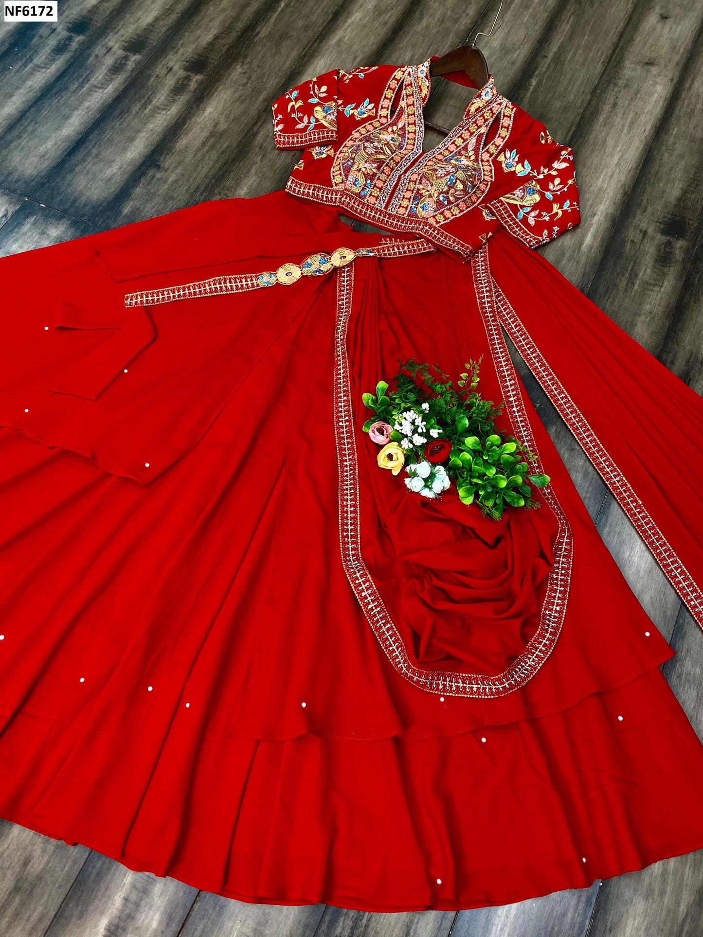Nf6172 Vmk. Fiyona Silk Lehenga Saree