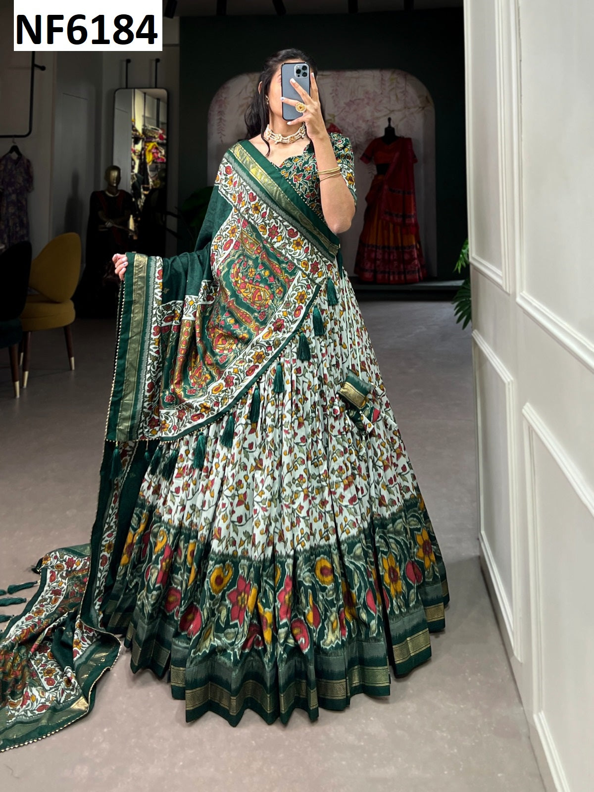 Nf6184 Vmk. Foil Print Chaniya Choli