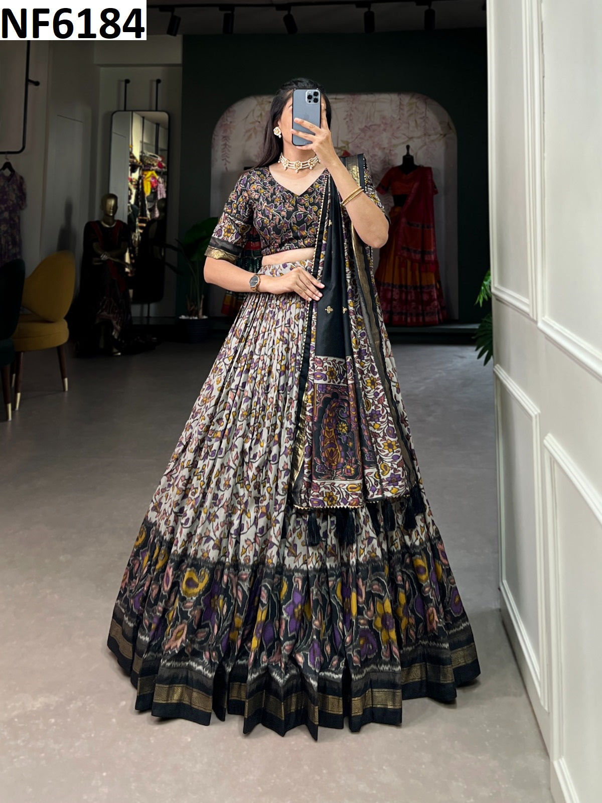 Nf6184 Vmk. Foil Print Chaniya Choli