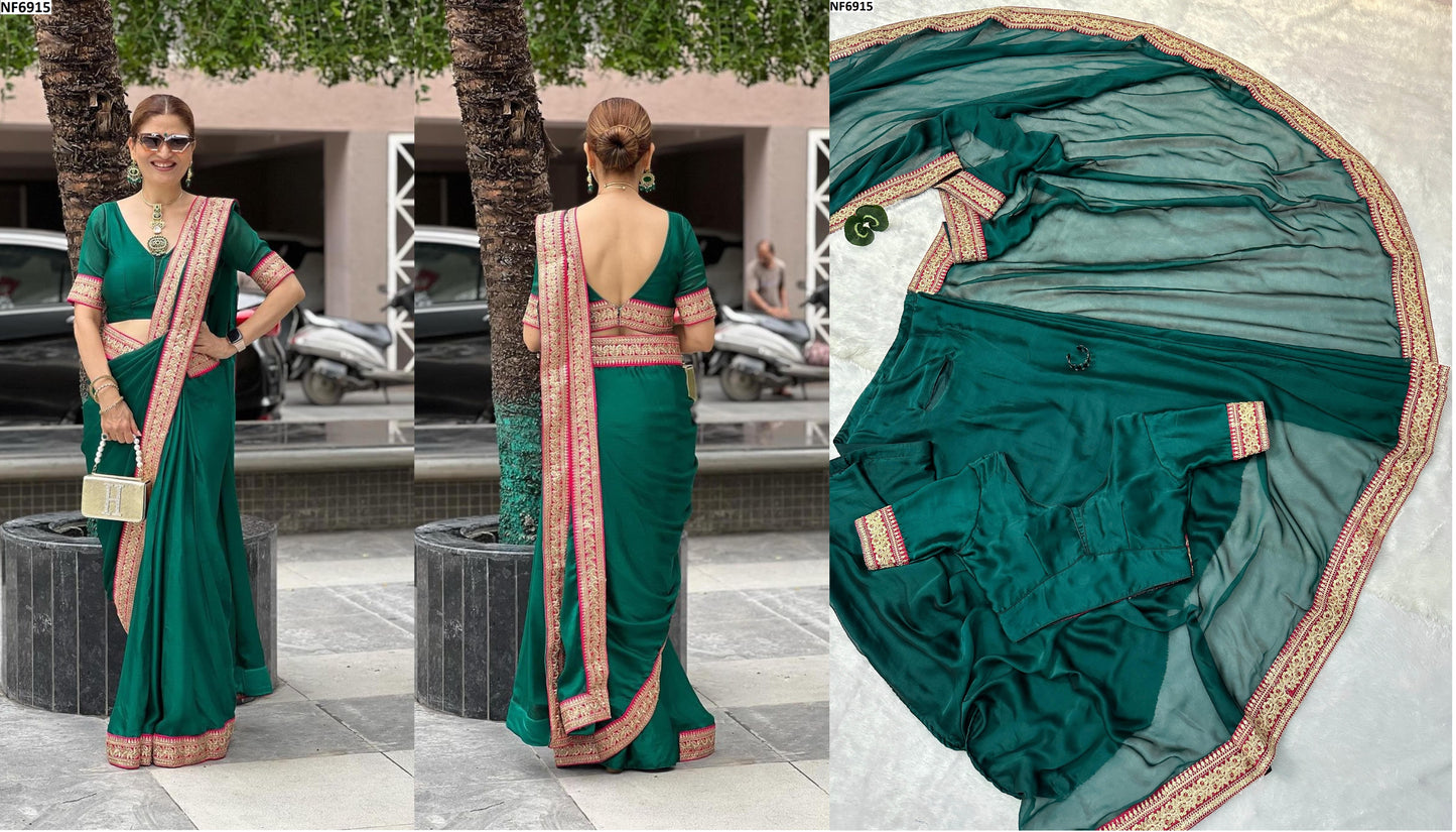 Nf6915 Vmk. Fancy Pocket Ready To Wear Saree