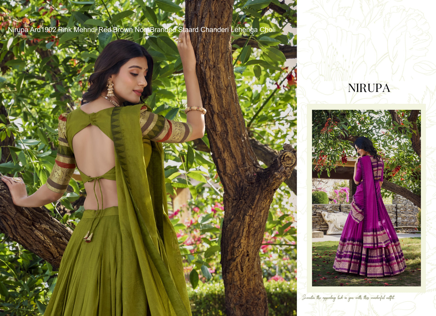 Nirupa Ard1902 Pink Mehndi Red Brown Non-Branded Staard Chanderi Lehenga Choli