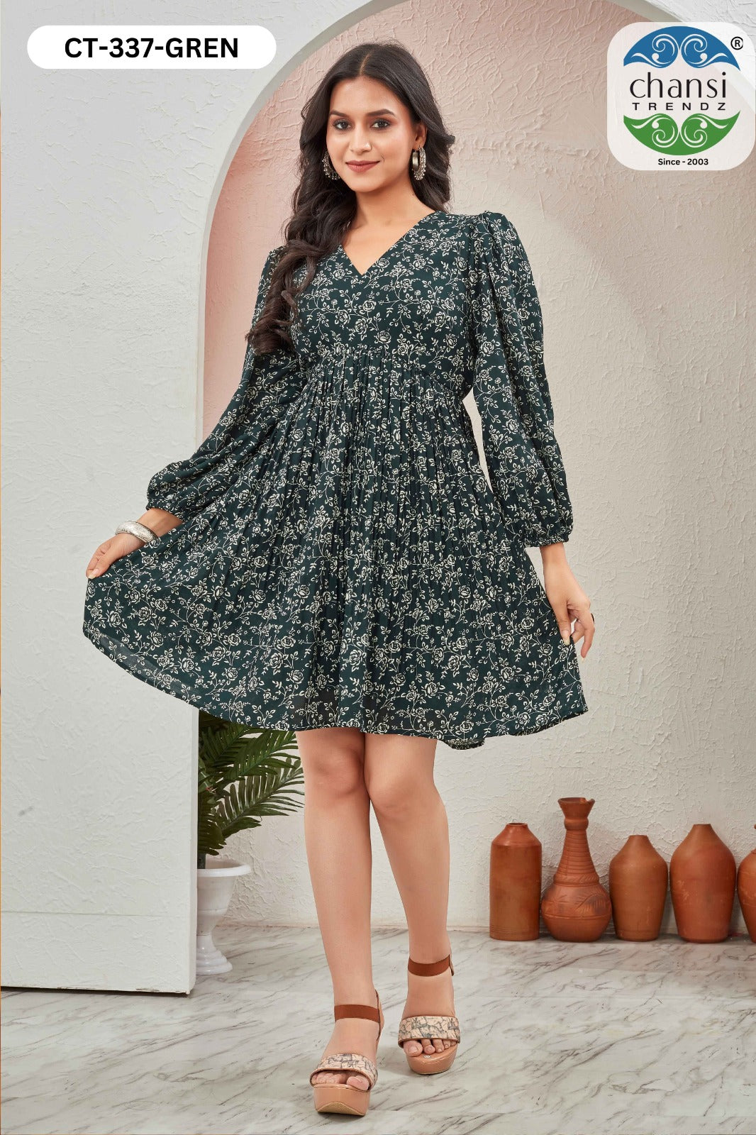 Nithya Ct-337 Green Chansi Trendz Rayon One Piece