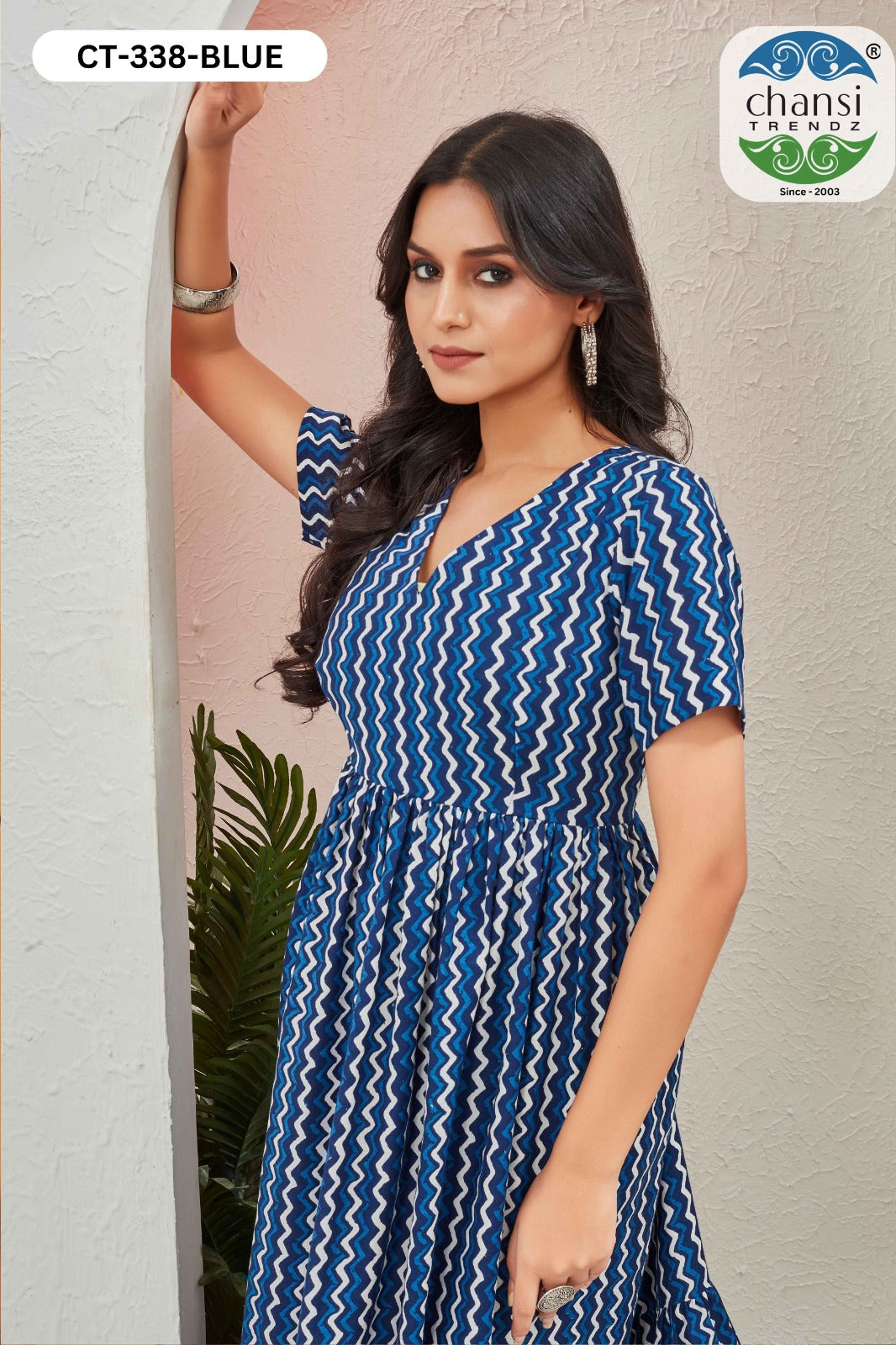 Nithya Ct-338 Blue Chansi Trendz Rayon One Piece