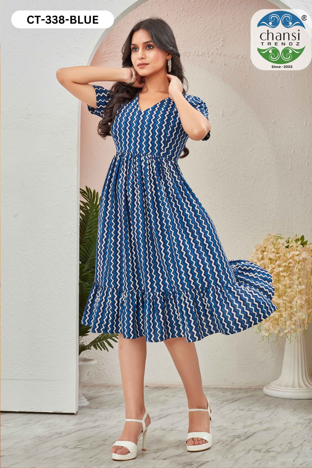 Nithya Ct-338 Blue Chansi Trendz Rayon One Piece