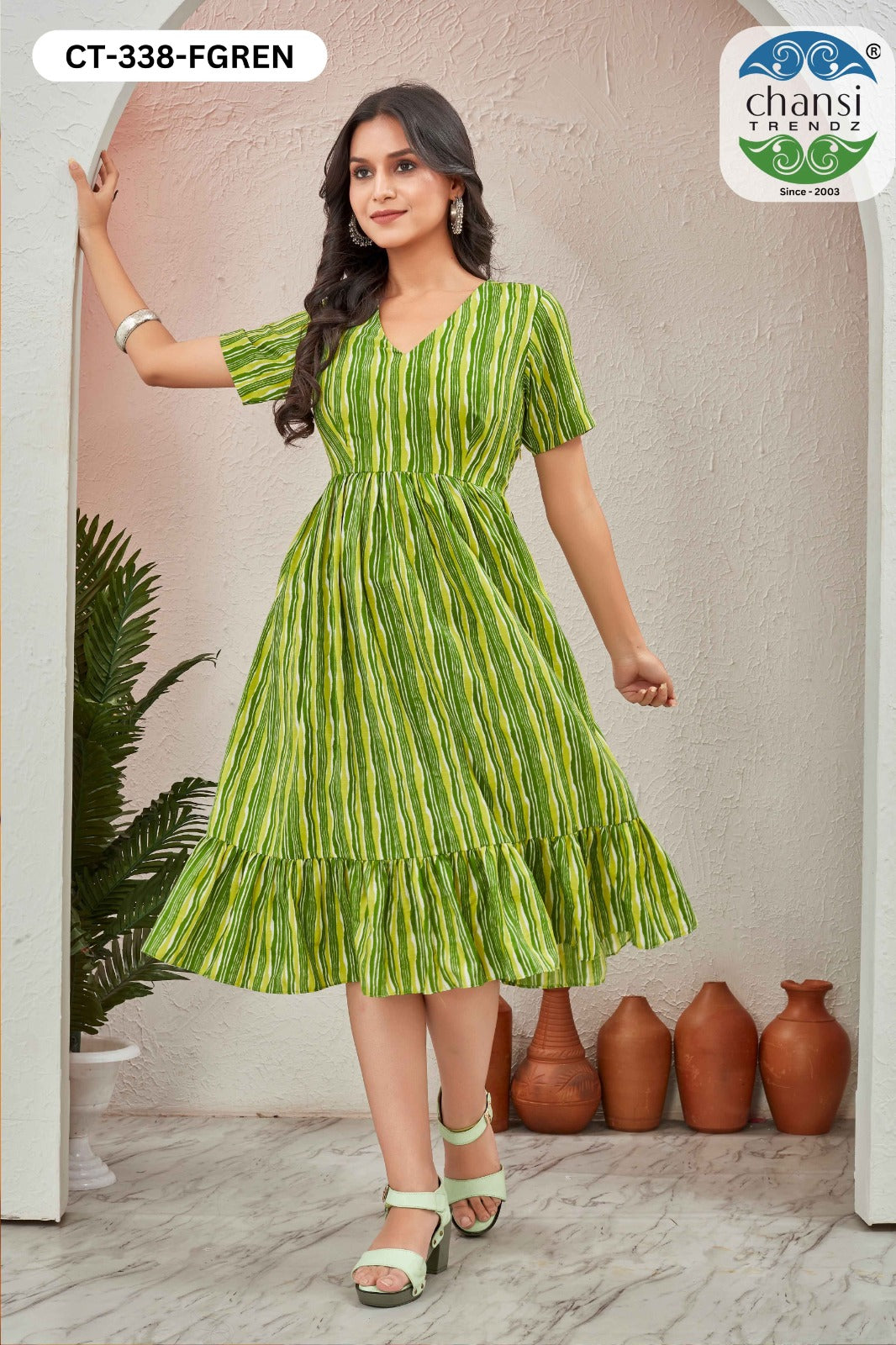 Nithya Ct-338 Forest Green Chansi Trendz Rayon One Piece