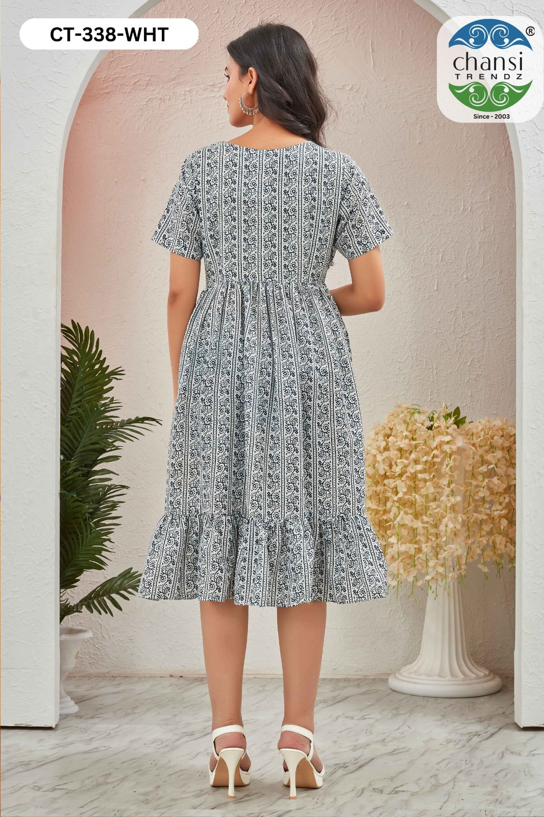 Nithya Ct-338 White Chansi Trendz Rayon One Piece