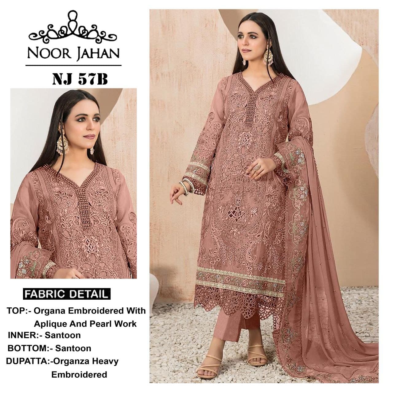 Nj-57B Noor Jahan Pearl Work Pakistani Salwar Suits