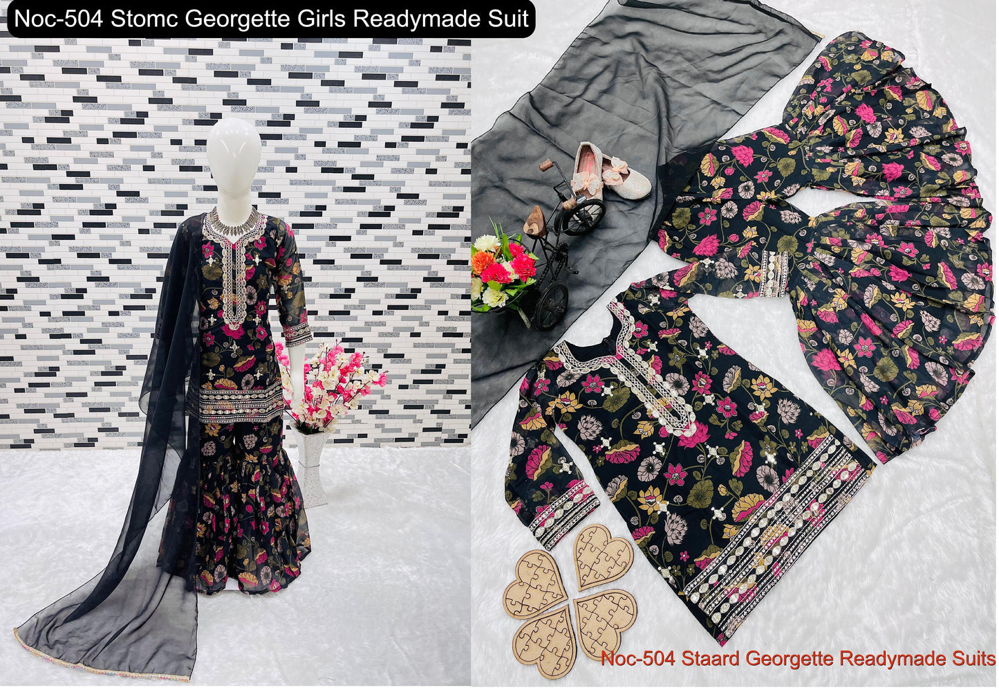 Noc-504 Stomc Georgette Girls Readymade Suit