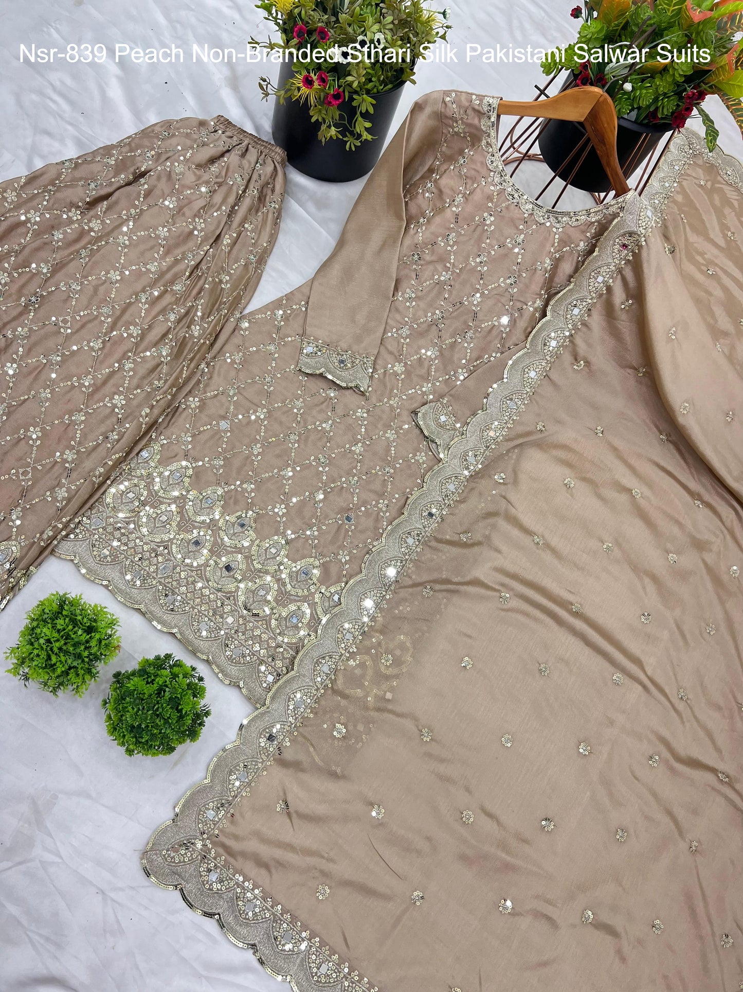 Nsr-839 Peach Non-Branded Sthari Silk Pakistani Readymade Suits
