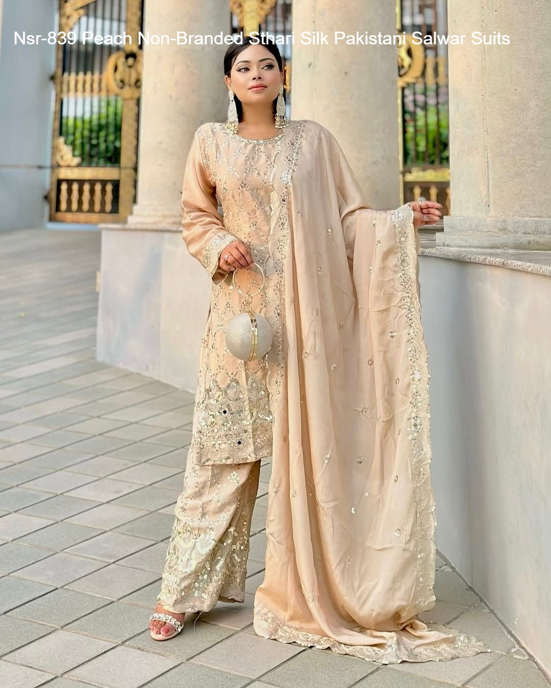 Nsr-839 Peach Non-Branded Sthari Silk Pakistani Readymade Suits