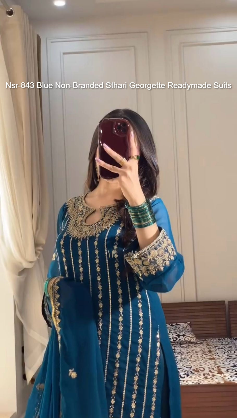 Nsr-843 Blue Non-Branded Sthari Georgette Readymade Suits