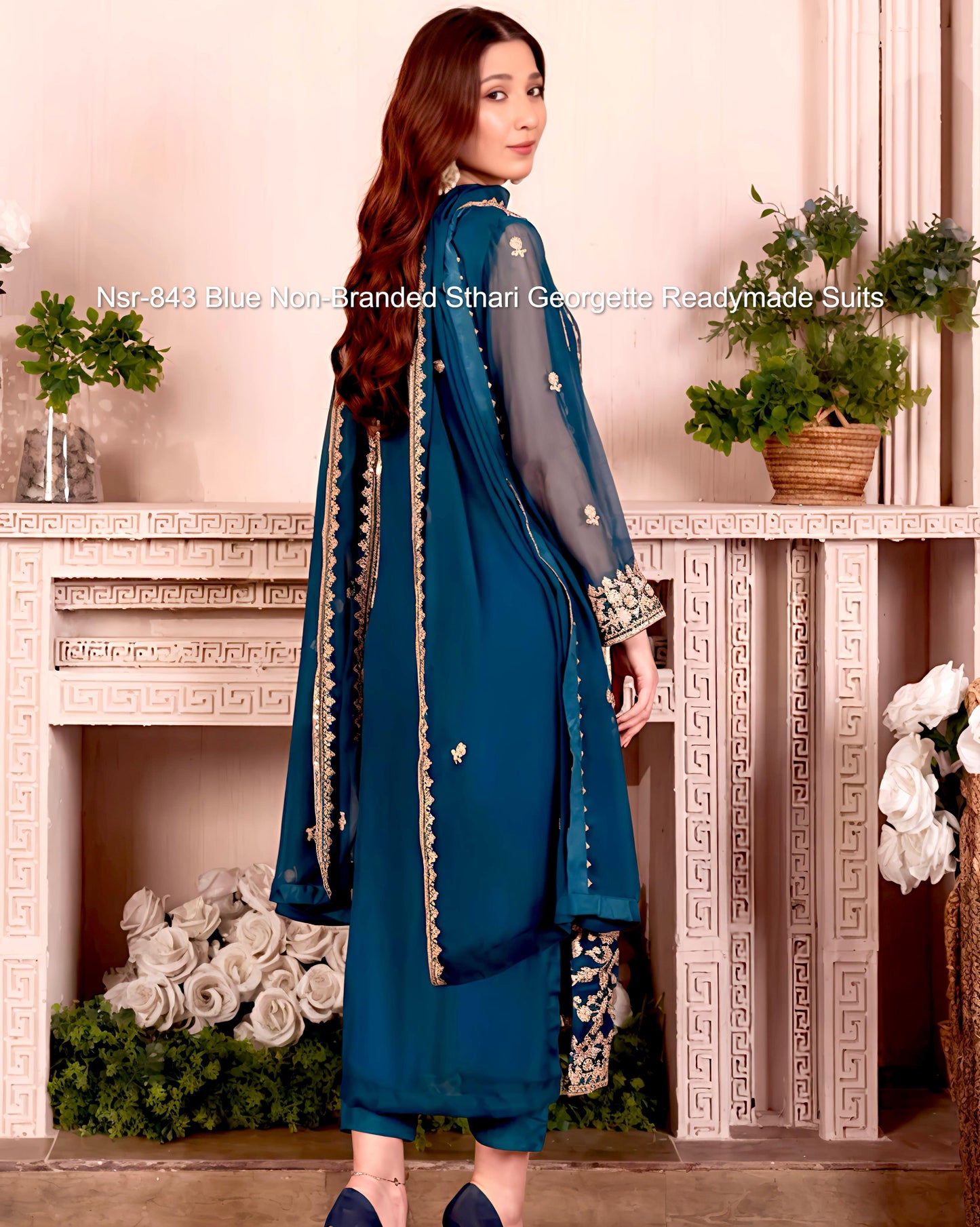 Nsr-843 Blue Non-Branded Sthari Georgette Readymade Suits