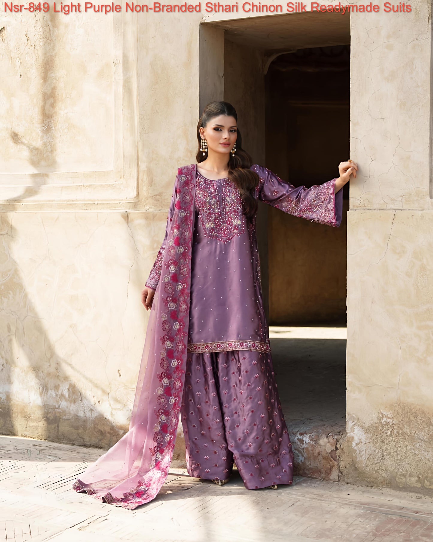 Nsr-849 Light Purple Non-Branded Sthari Chinon Silk Readymade Suits