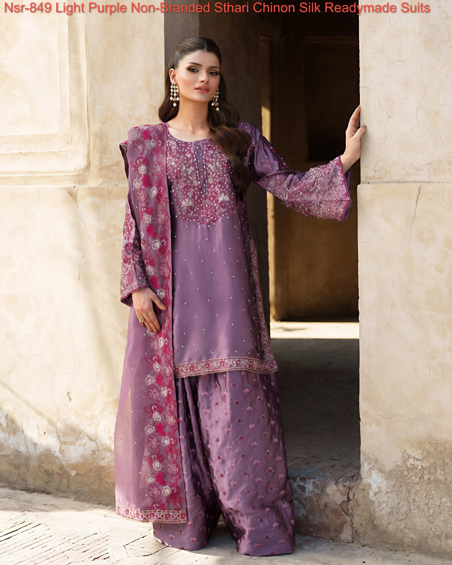 Nsr-849 Light Purple Non-Branded Sthari Chinon Silk Readymade Suits