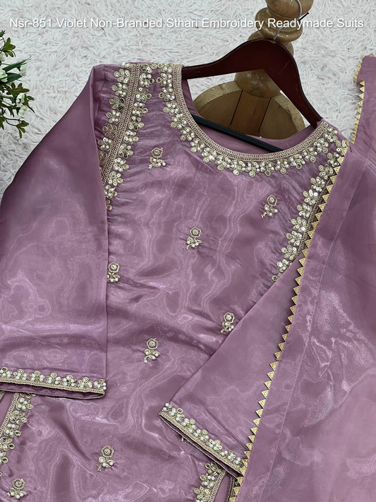 Nsr-851 Violet Non-Branded Sthari Embroidery Readymade Suits