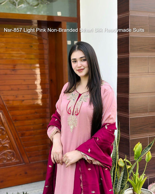 Nsr-857 Light Pink Non-Branded Sthari Silk Readymade Suits