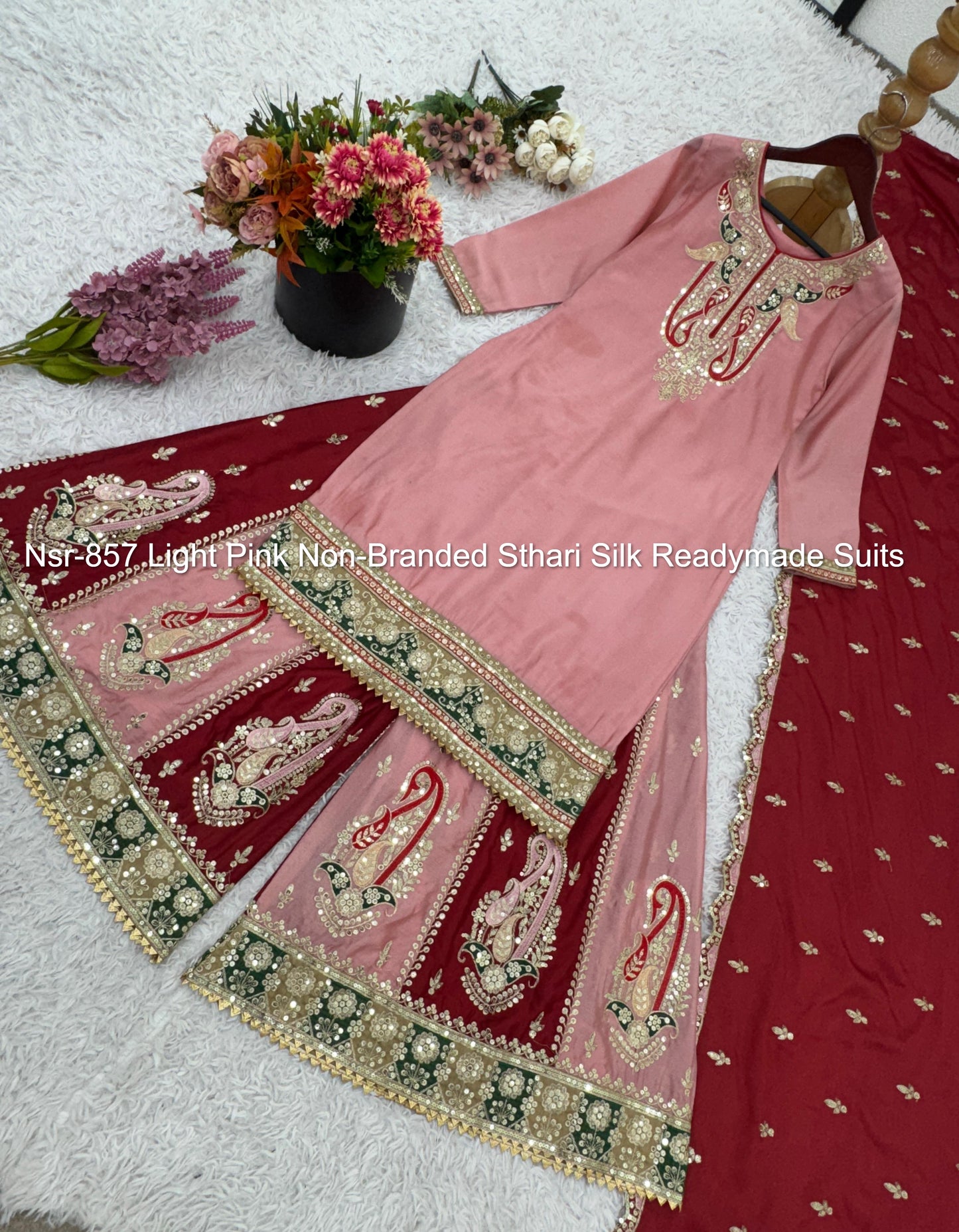 Nsr-857 Light Pink Non-Branded Sthari Silk Readymade Suits