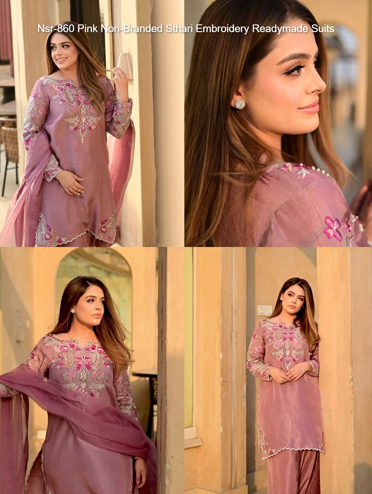 Nsr-860 Pink Non-Branded Sthari Embroidery Readymade Suits