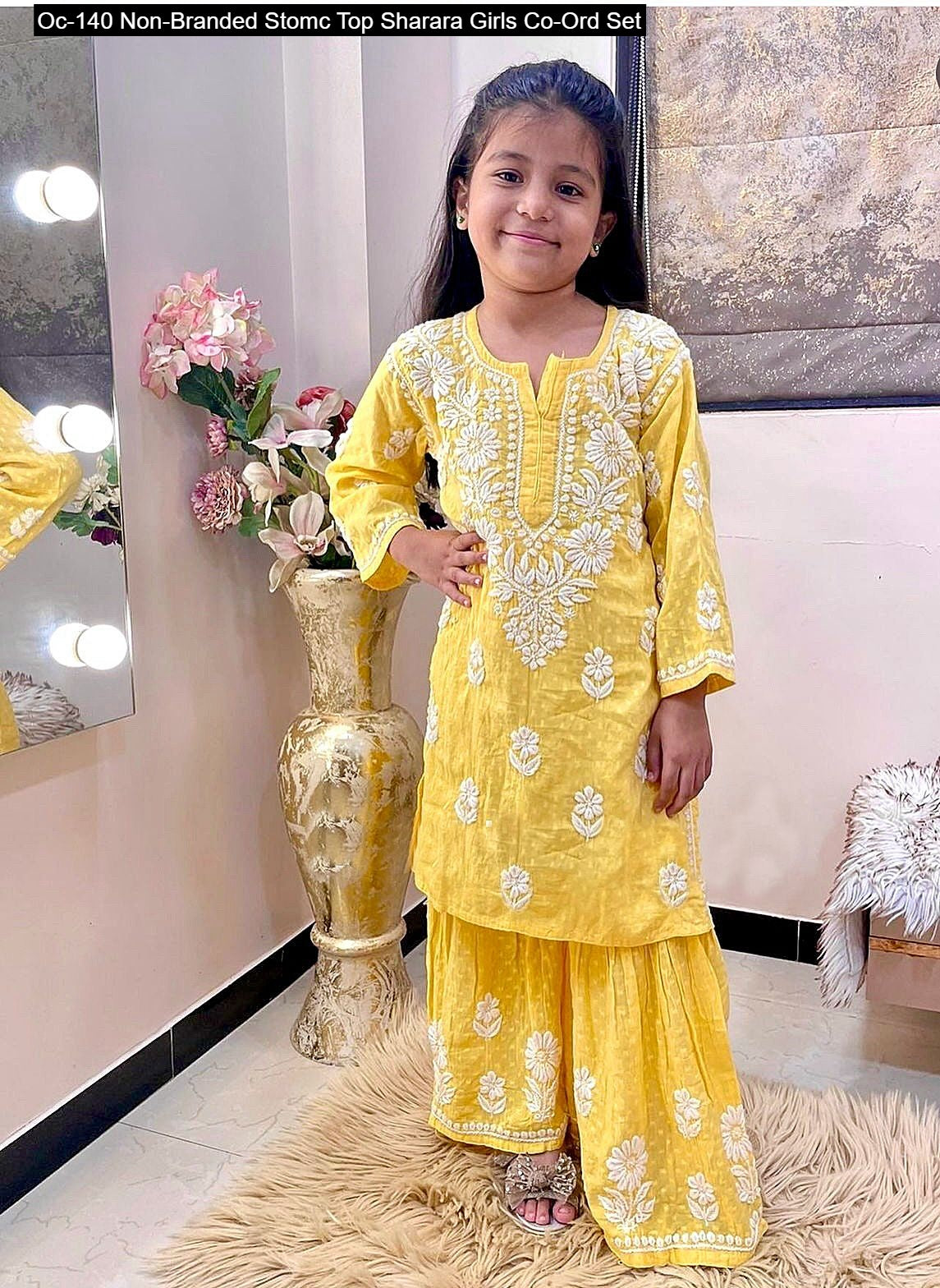 Oc-140 Non-Branded Stomc Top Sharara Girls Co-Ord Set