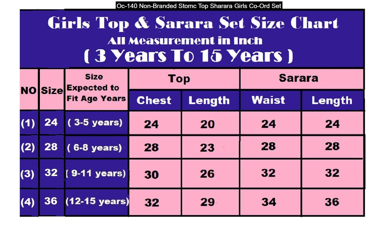 Oc-140 Non-Branded Stomc Top Sharara Girls Co-Ord Set