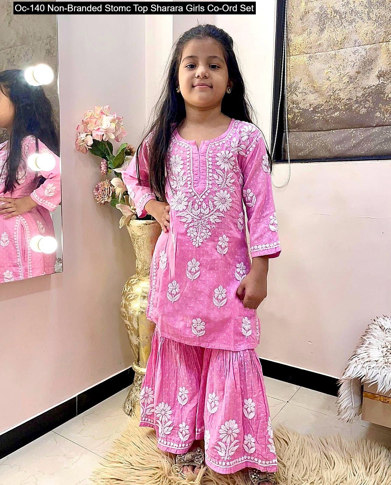 Oc-140 Non-Branded Stomc Top Sharara Girls Co-Ord Set
