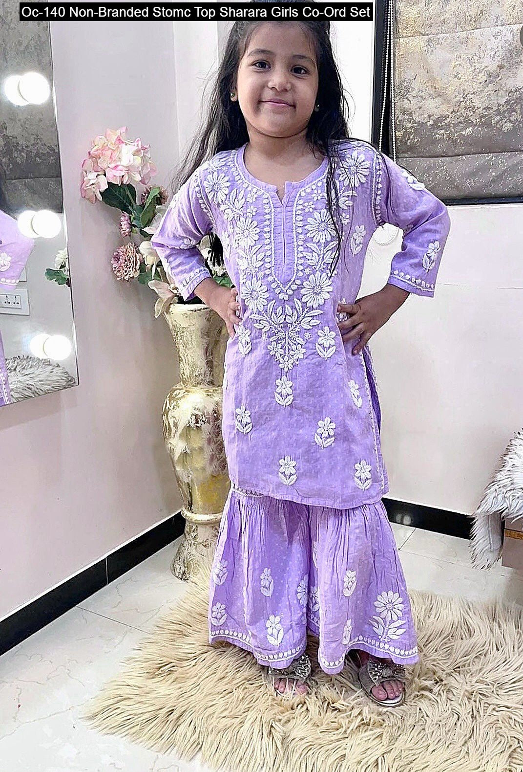 Oc-140 Non-Branded Stomc Top Sharara Girls Co-Ord Set