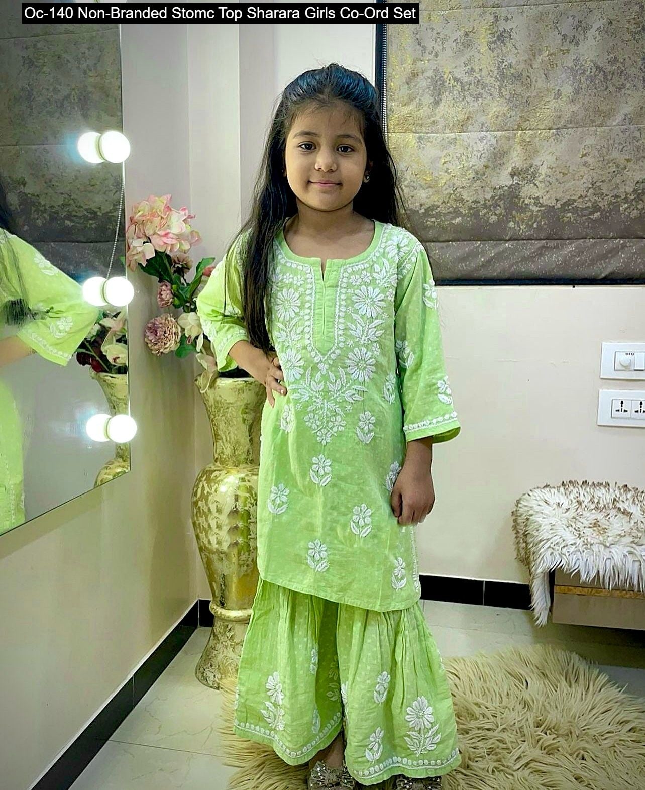 Oc-140 Non-Branded Stomc Top Sharara Girls Co-Ord Set